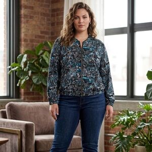 Sejour printed floral bomber jacket NWT